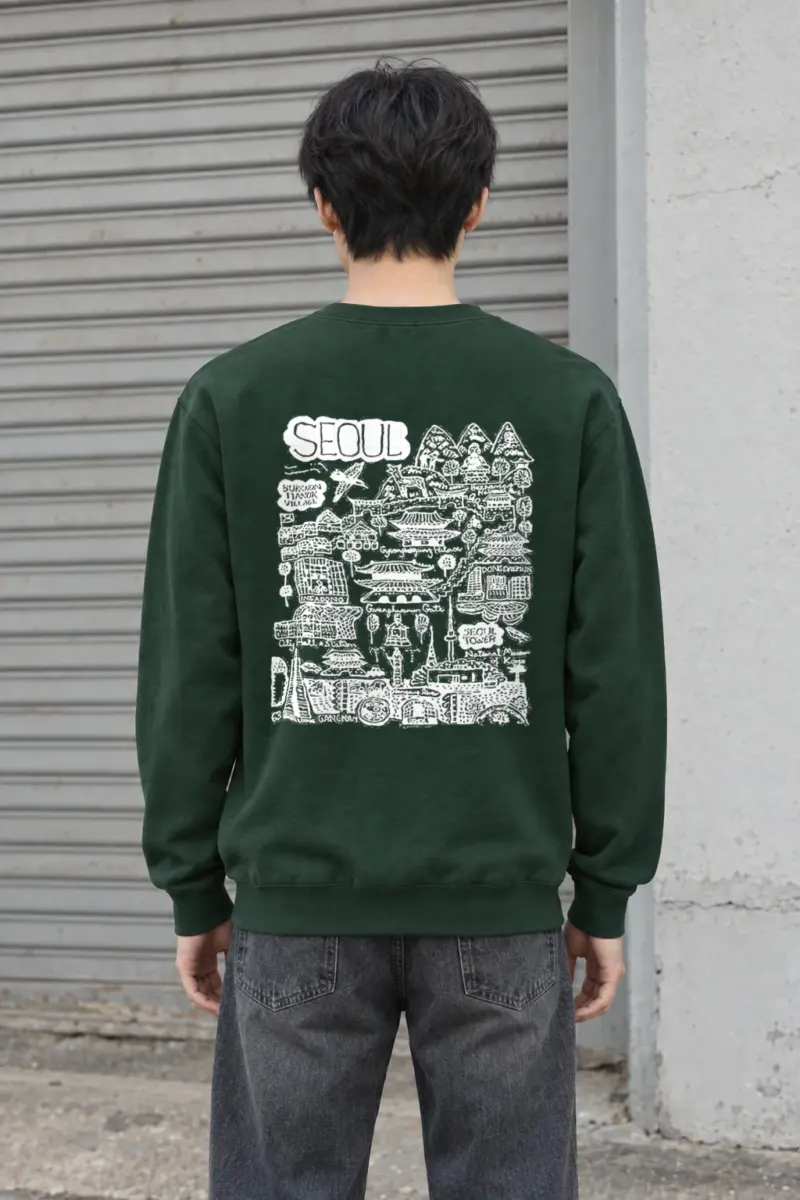 "Seoul City Sketch" Heavy Blend Unisex Crewneck Sweatshirt