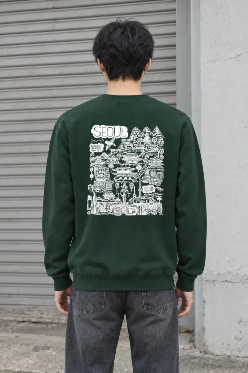 "Seoul City Sketch" Heavy Blend Unisex Crewneck Sweatshirt