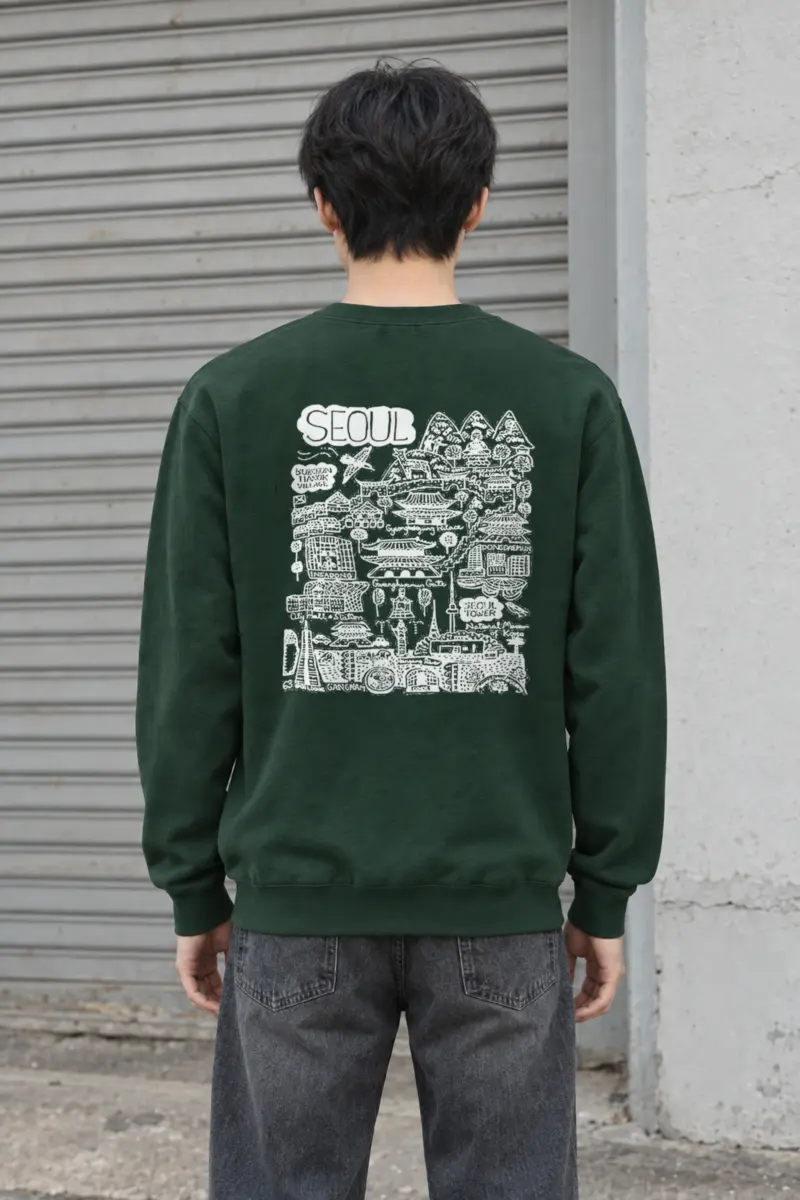 "Seoul City Sketch" Heavy Blend Unisex Crewneck Sweatshirt