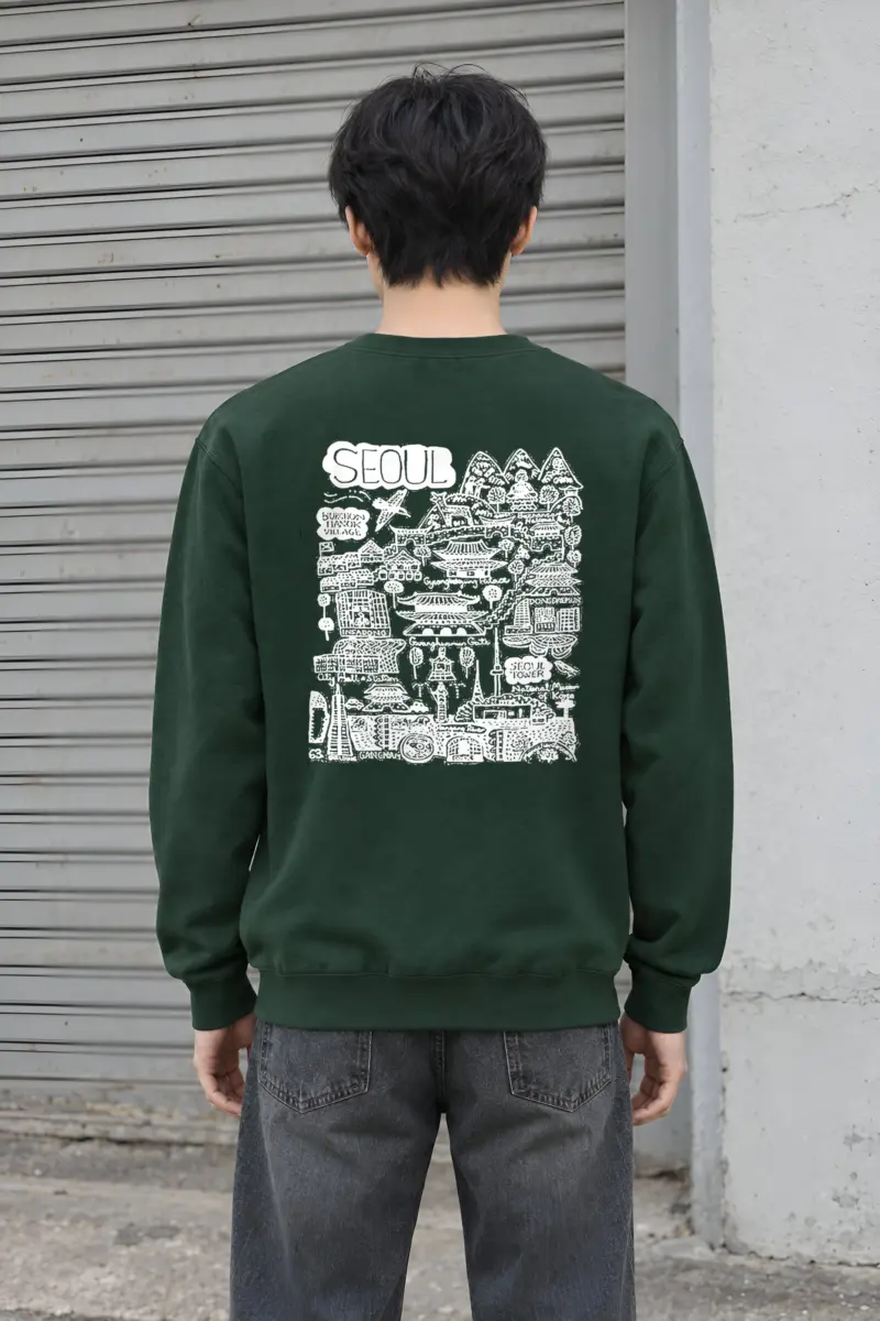 "Seoul City Sketch" Heavy Blend Unisex Crewneck Sweatshirt