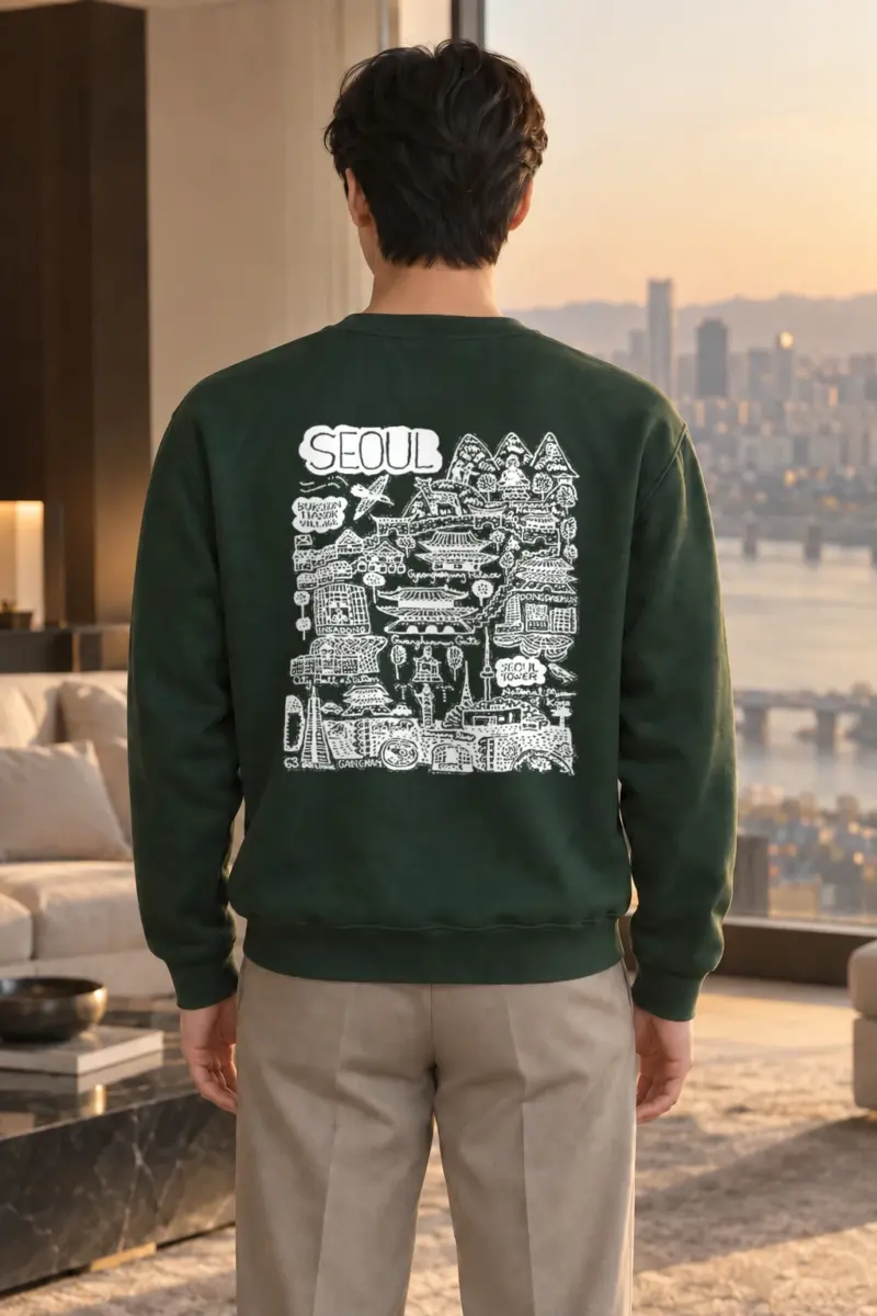 "Seoul City Sketch" Heavy Blend Unisex Crewneck Sweatshirt | Gildan 18000