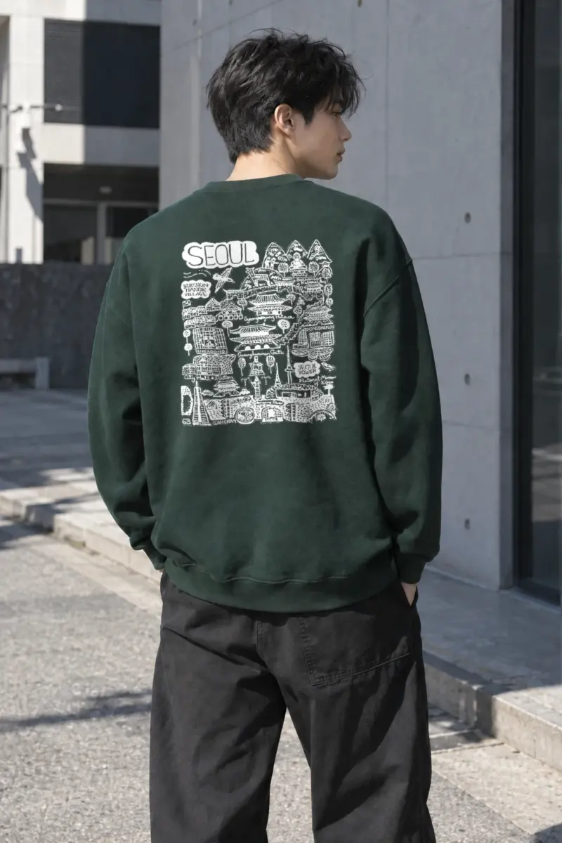 "Seoul City Sketch" Heavy Blend Unisex Crewneck Sweatshirt | Gildan 18000