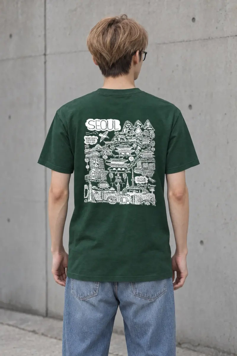 "Seoul City Sketch" Heavyweight Unisex Crewneck T-shirt
