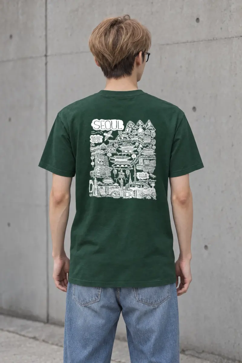 "Seoul City Sketch" Heavyweight Unisex Crewneck T-shirt