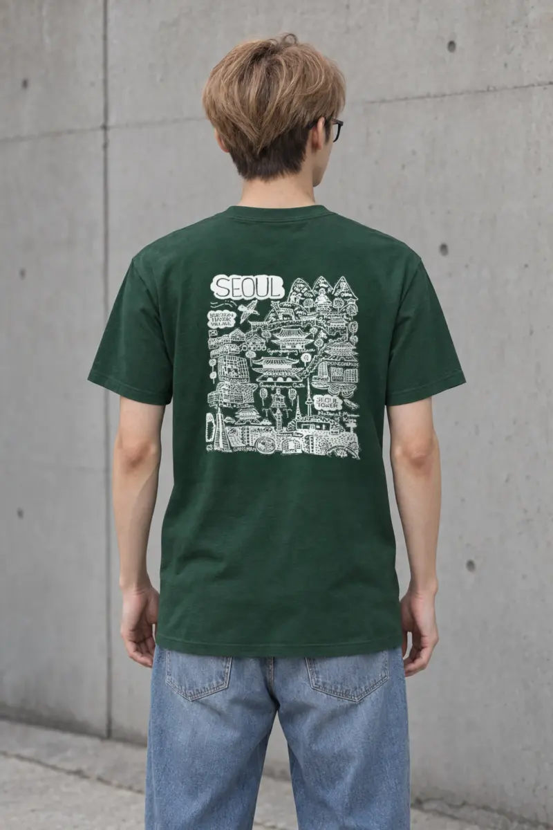"Seoul City Sketch" Heavyweight Unisex Crewneck T-shirt