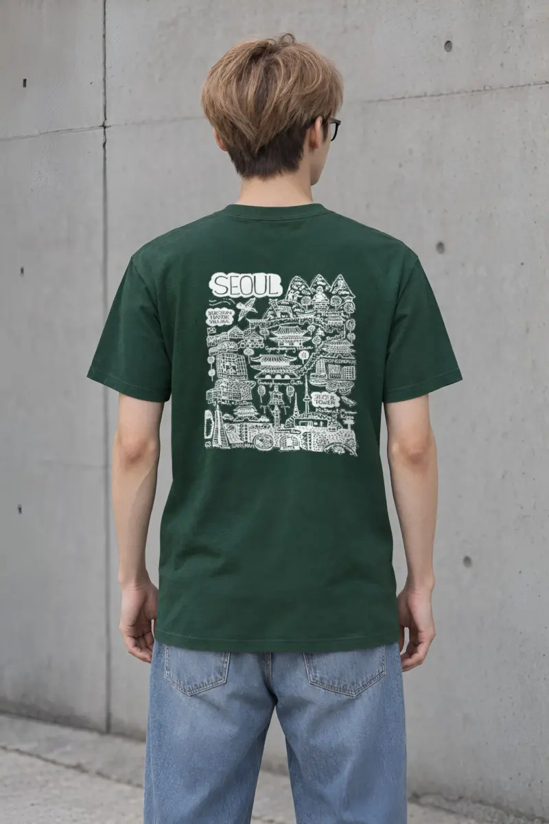 "Seoul City Sketch" Heavyweight Unisex Crewneck T-shirt