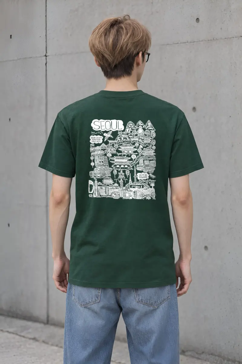 "Seoul City Sketch" Heavyweight Unisex Crewneck T-shirt