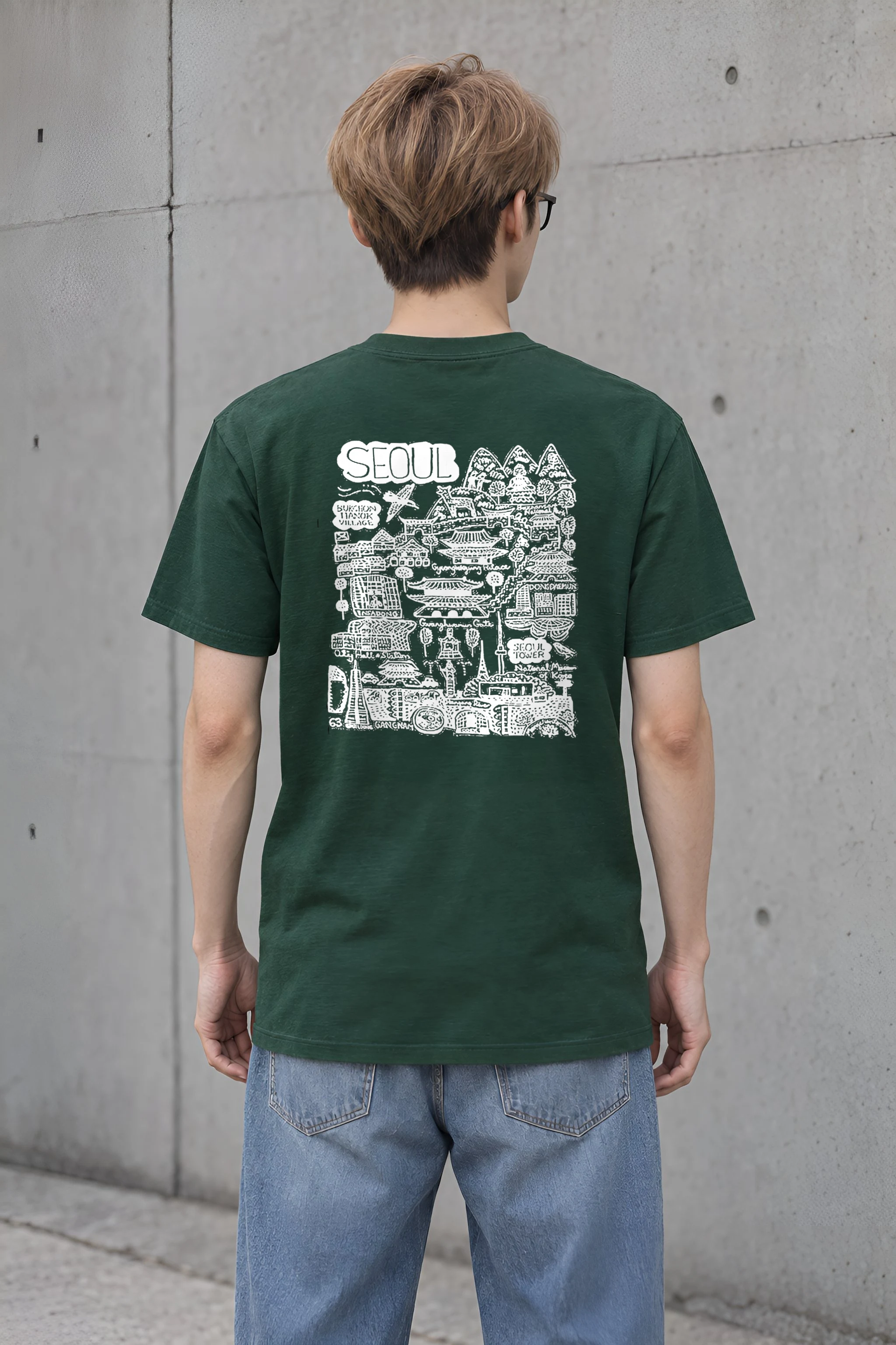 "Seoul City Sketch" Heavyweight Unisex Crewneck T-shirt