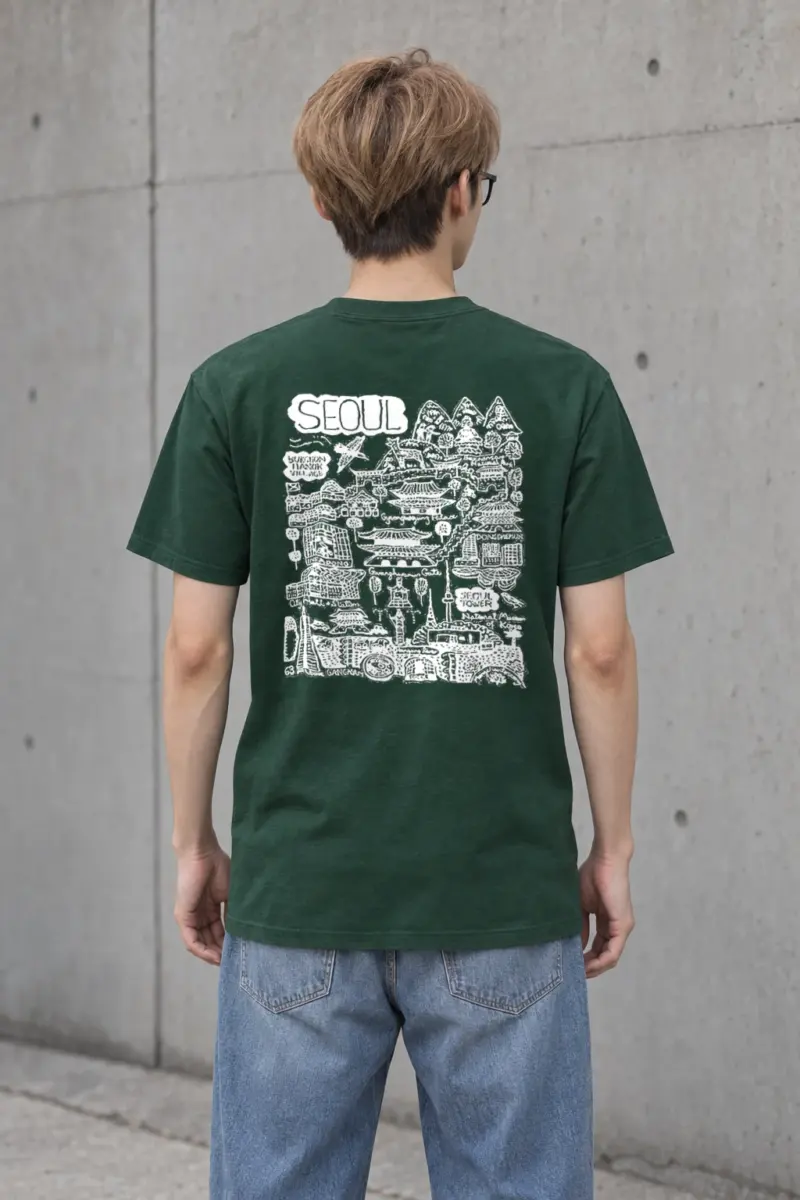 "Seoul City Sketch" Heavyweight Unisex Crewneck T-shirt