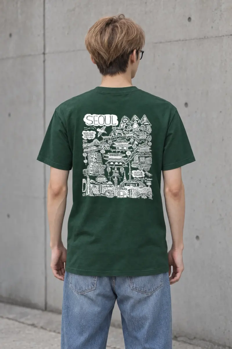 "Seoul City Sketch" Heavyweight Unisex Crewneck T-shirt