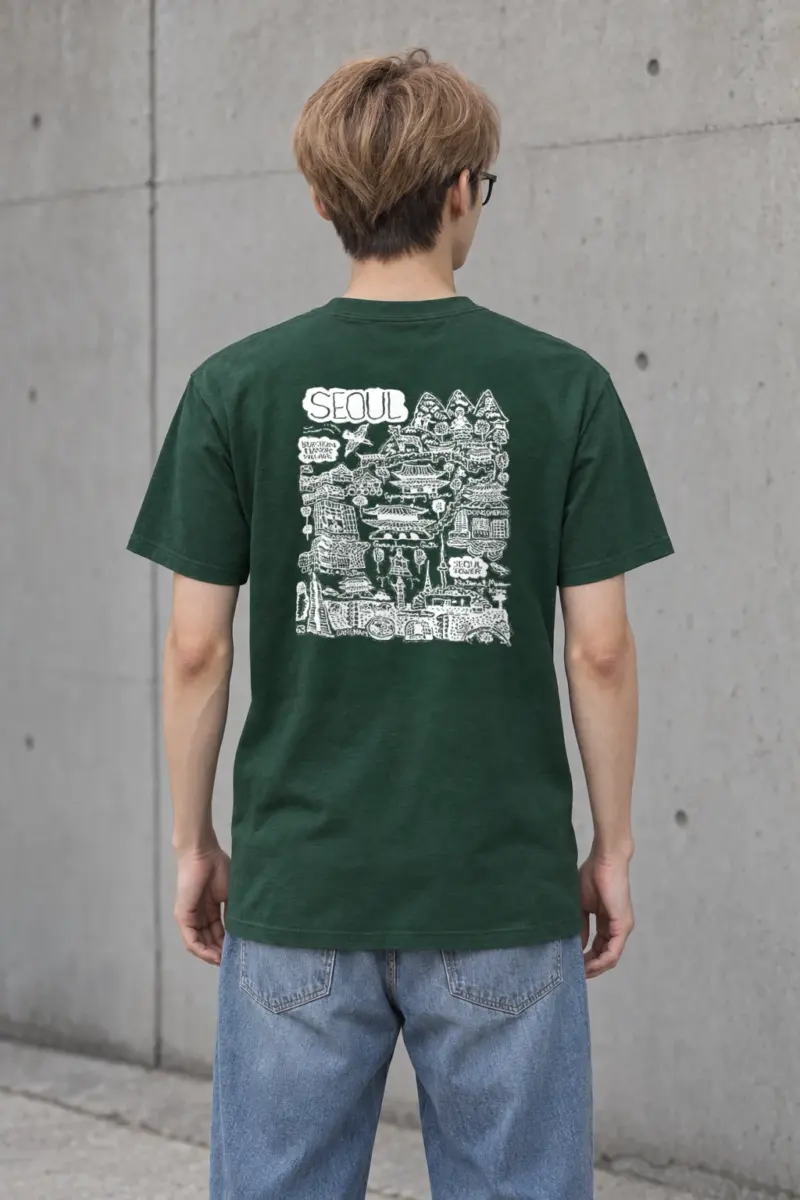 "Seoul City Sketch" Heavyweight Unisex Crewneck T-shirt