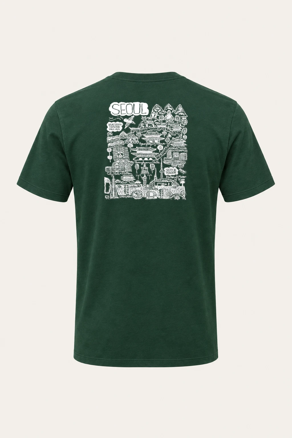 "Seoul City Sketch" Heavyweight Unisex Crewneck T-shirt | Gildan 5000