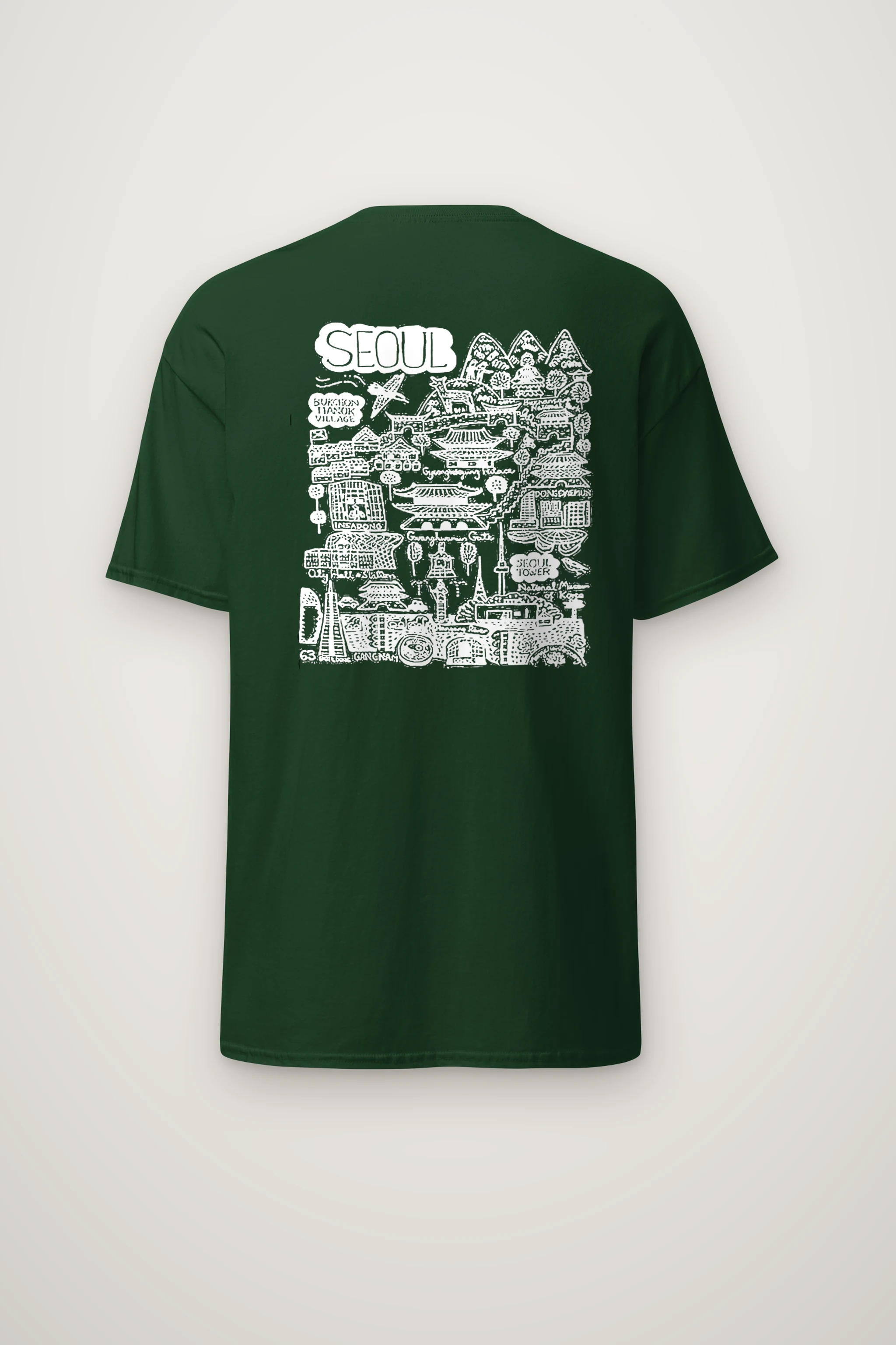 "Seoul City Sketch" Heavyweight Unisex Crewneck T-shirt