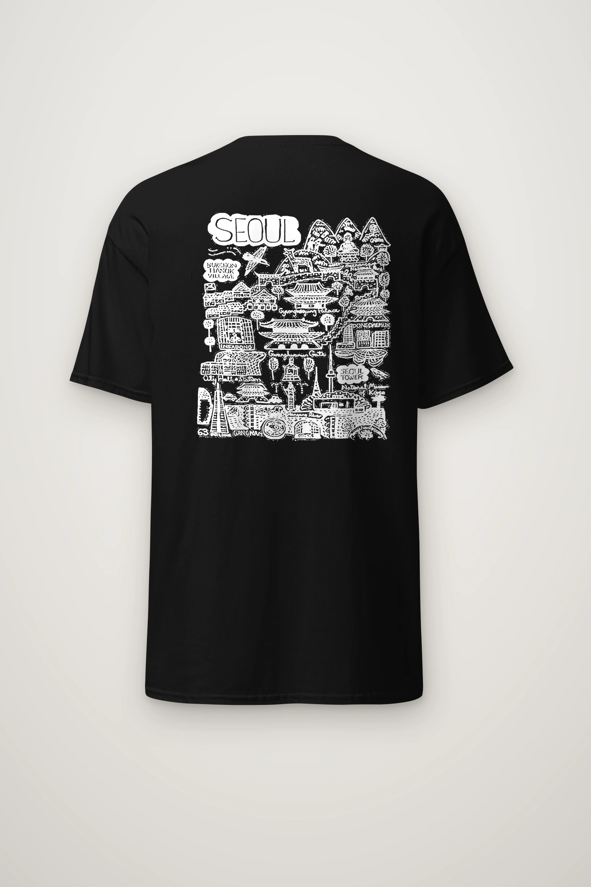 "Seoul City Sketch" Heavyweight Unisex Crewneck T-shirt