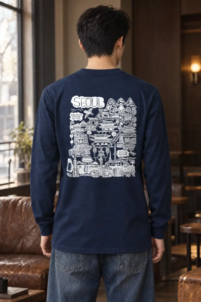 "Seoul City Sketch" Unisex Longsleeve T-shirt