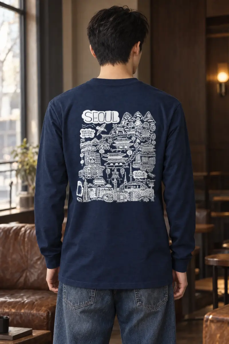 "Seoul City Sketch" Unisex Longsleeve T-shirt