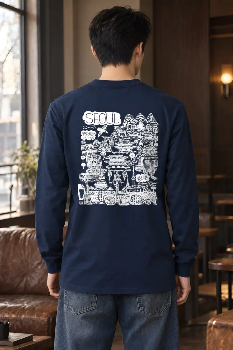 "Seoul City Sketch" Unisex Longsleeve T-shirt
