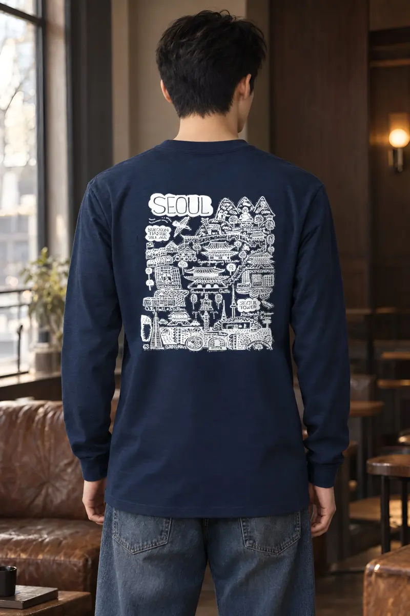 "Seoul City Sketch" Unisex Longsleeve T-shirt