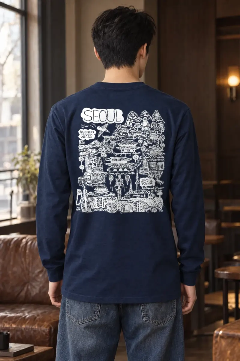 "Seoul City Sketch" Unisex Longsleeve T-shirt