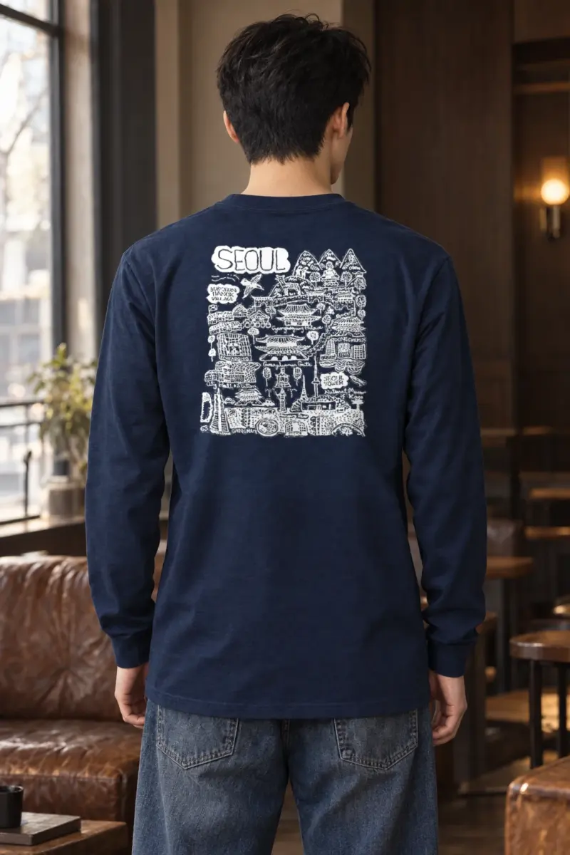 "Seoul City Sketch" Unisex Longsleeve T-shirt