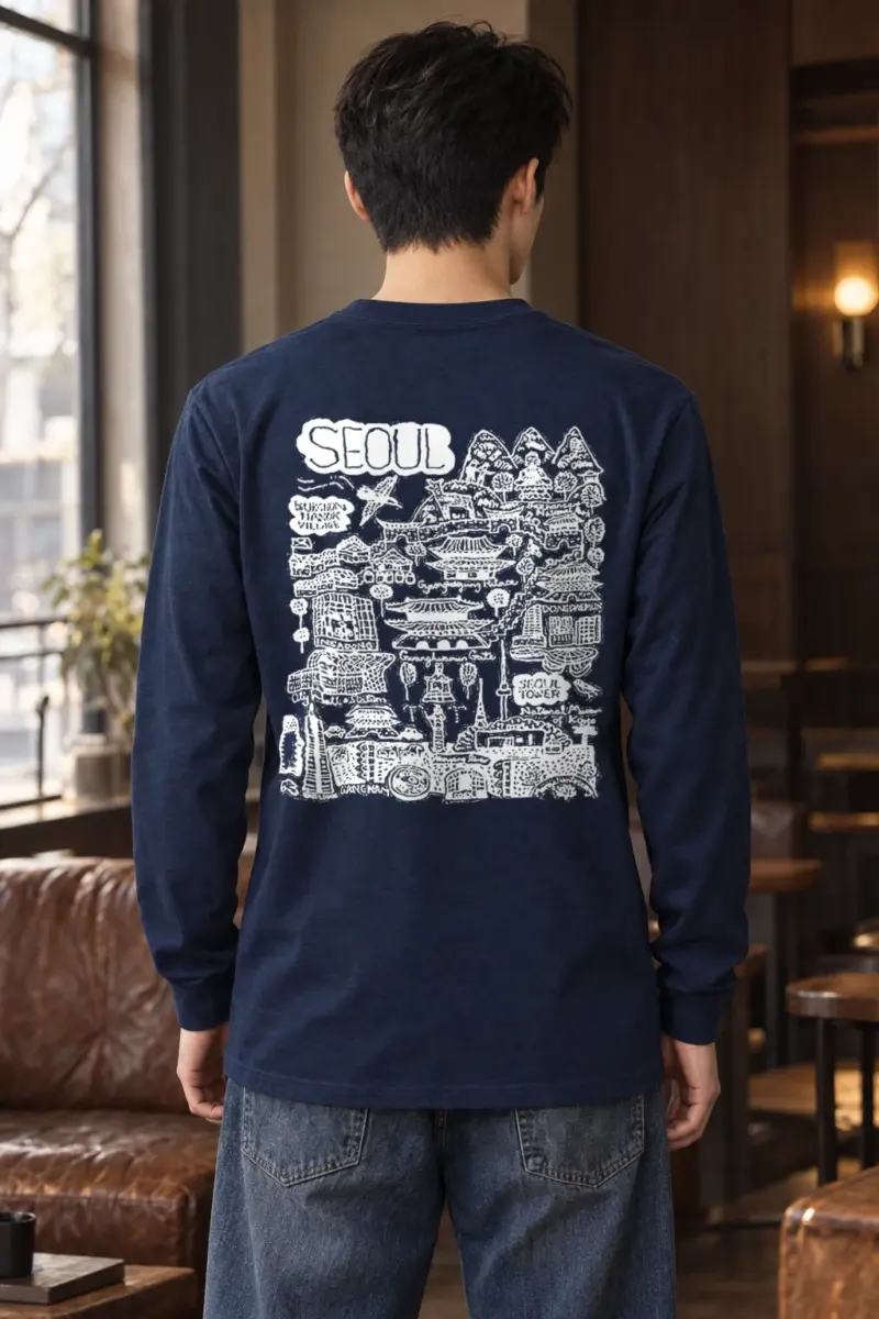 "Seoul City Sketch" Unisex Longsleeve T-shirt