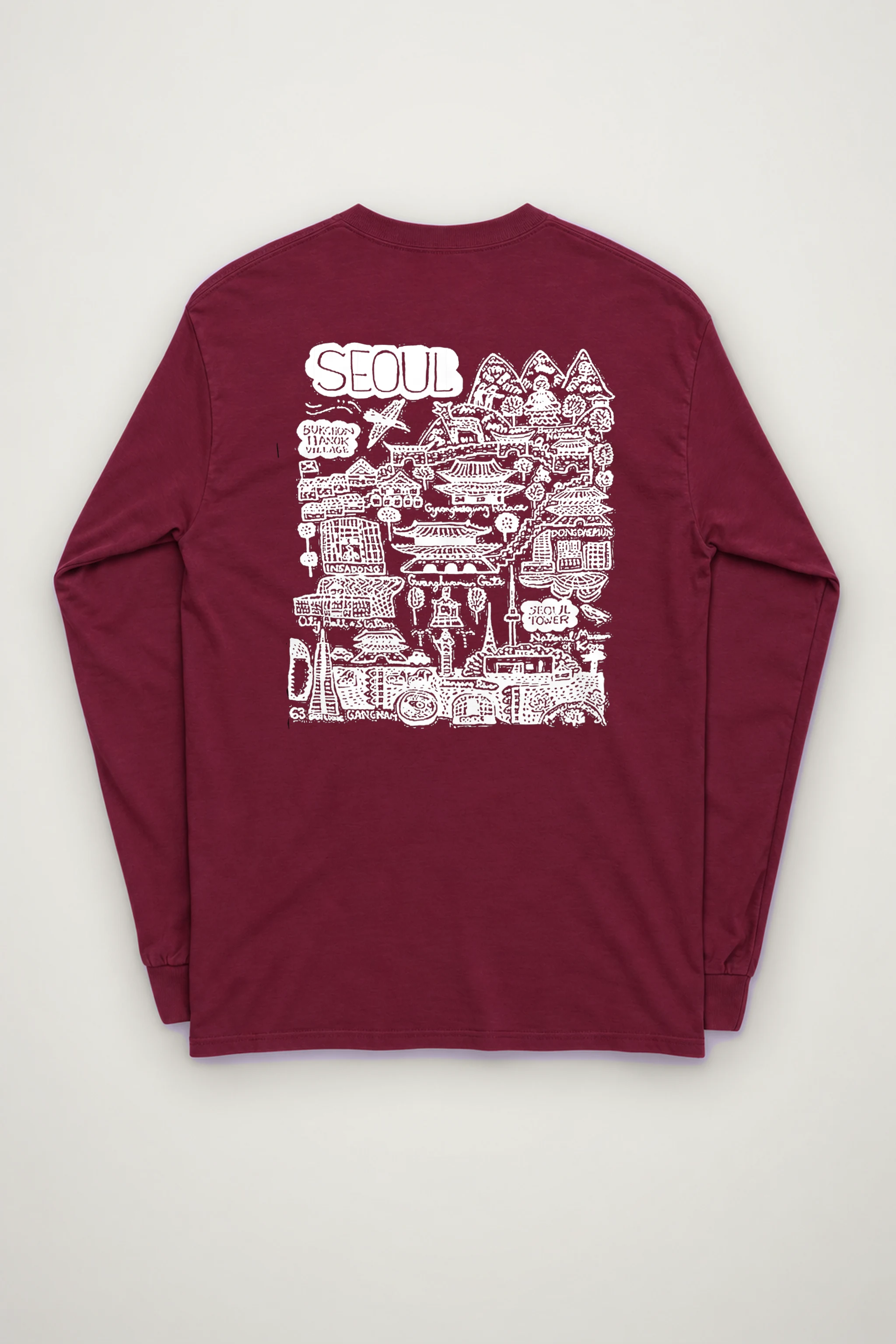 "Seoul City Sketch" Unisex Longsleeve T-shirt