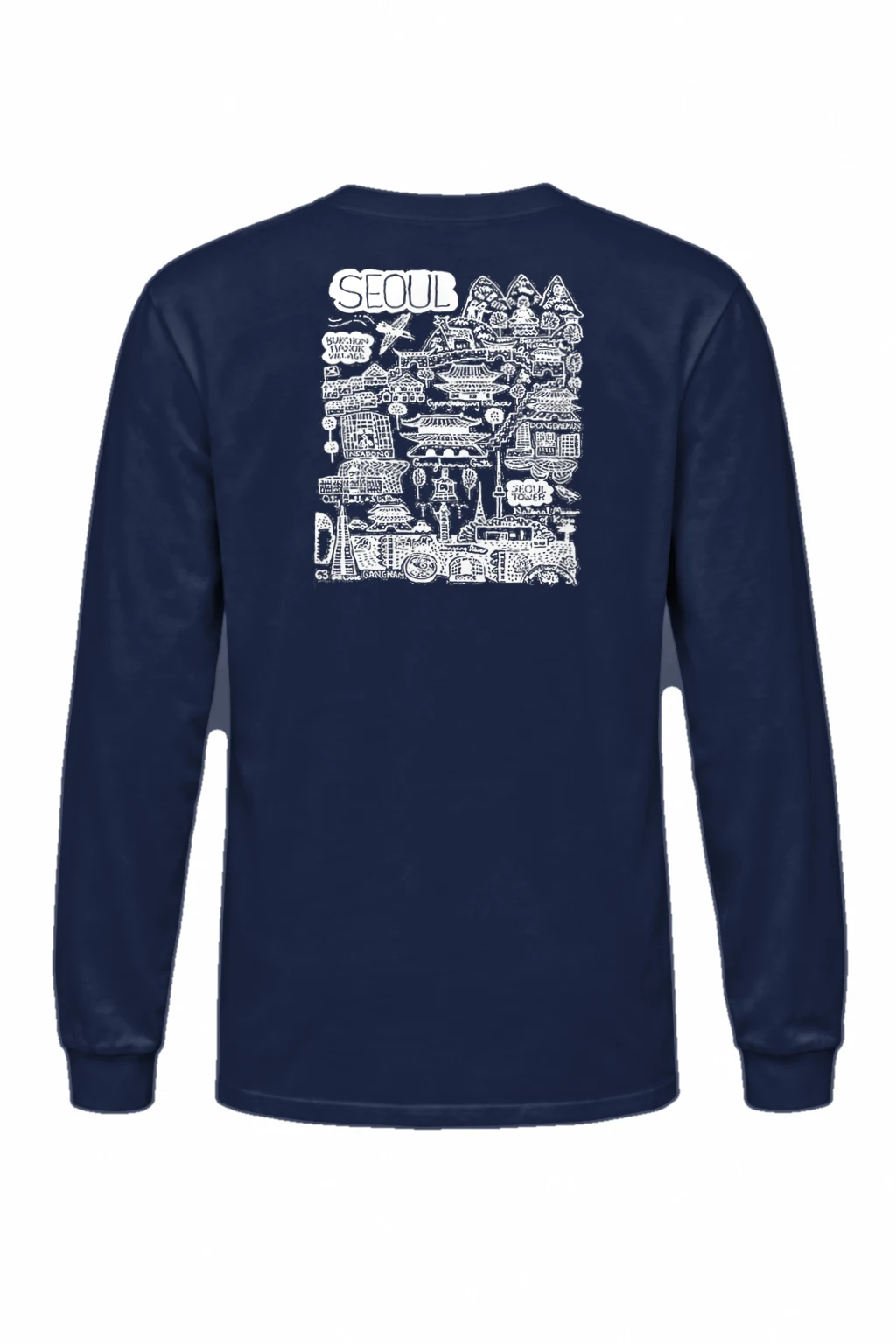 "Seoul City Sketch" Unisex Longsleeve T-shirt | Gildan 2400