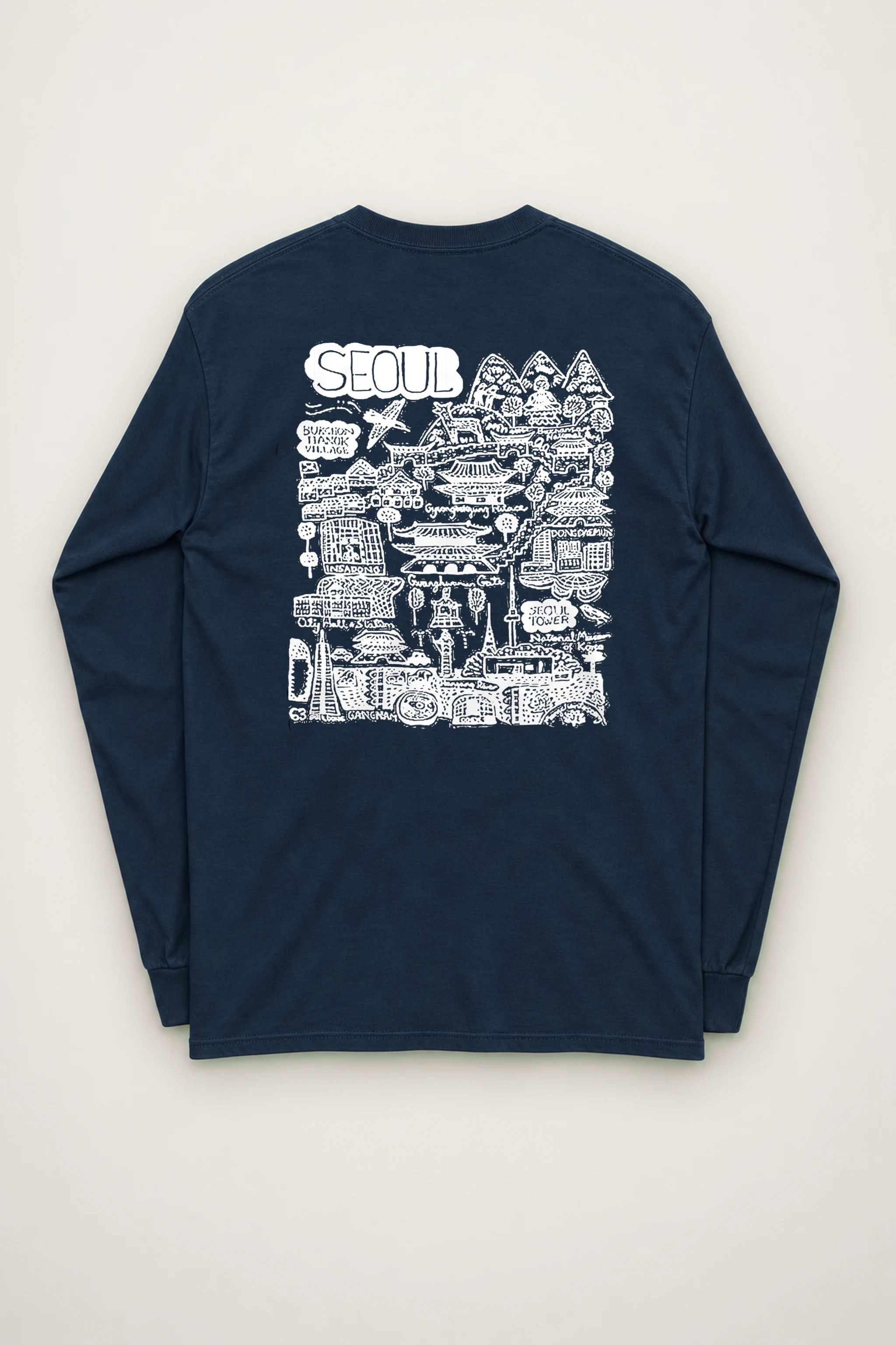 "Seoul City Sketch" Unisex Longsleeve T-shirt