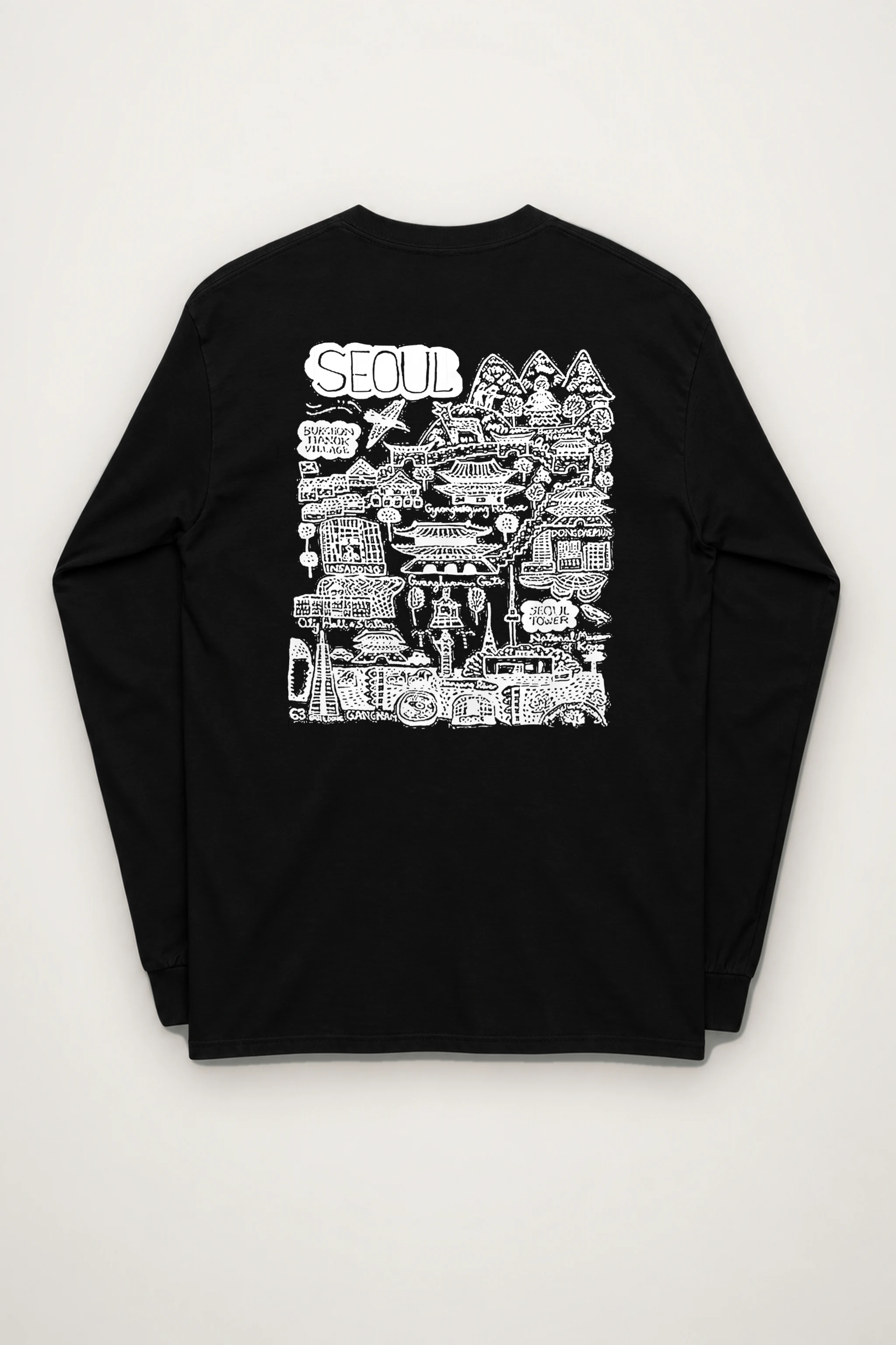 "Seoul City Sketch" Unisex Longsleeve T-shirt