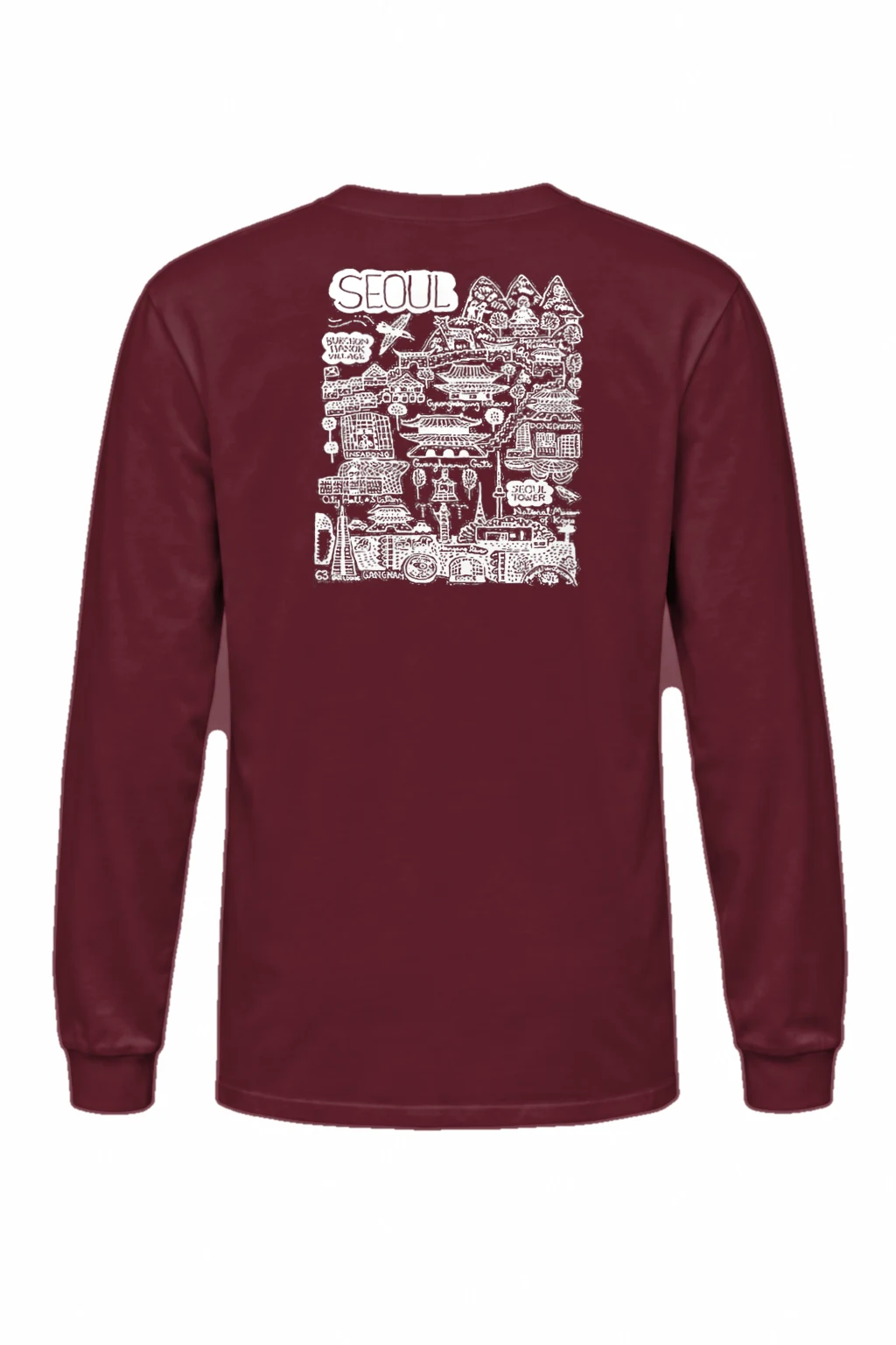 "Seoul City Sketch" Unisex Longsleeve T-shirt | Gildan 2400
