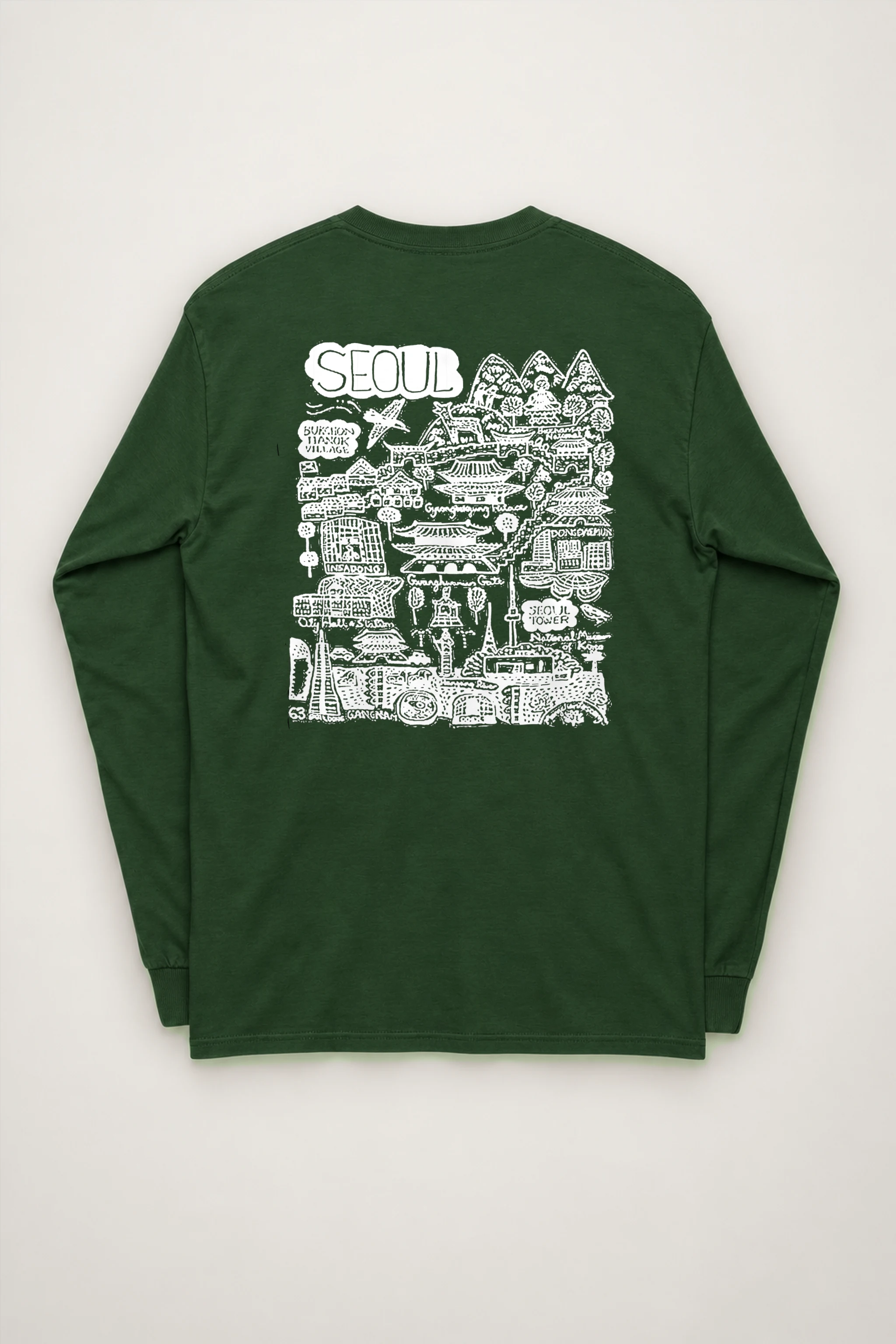 "Seoul City Sketch" Unisex Longsleeve T-shirt