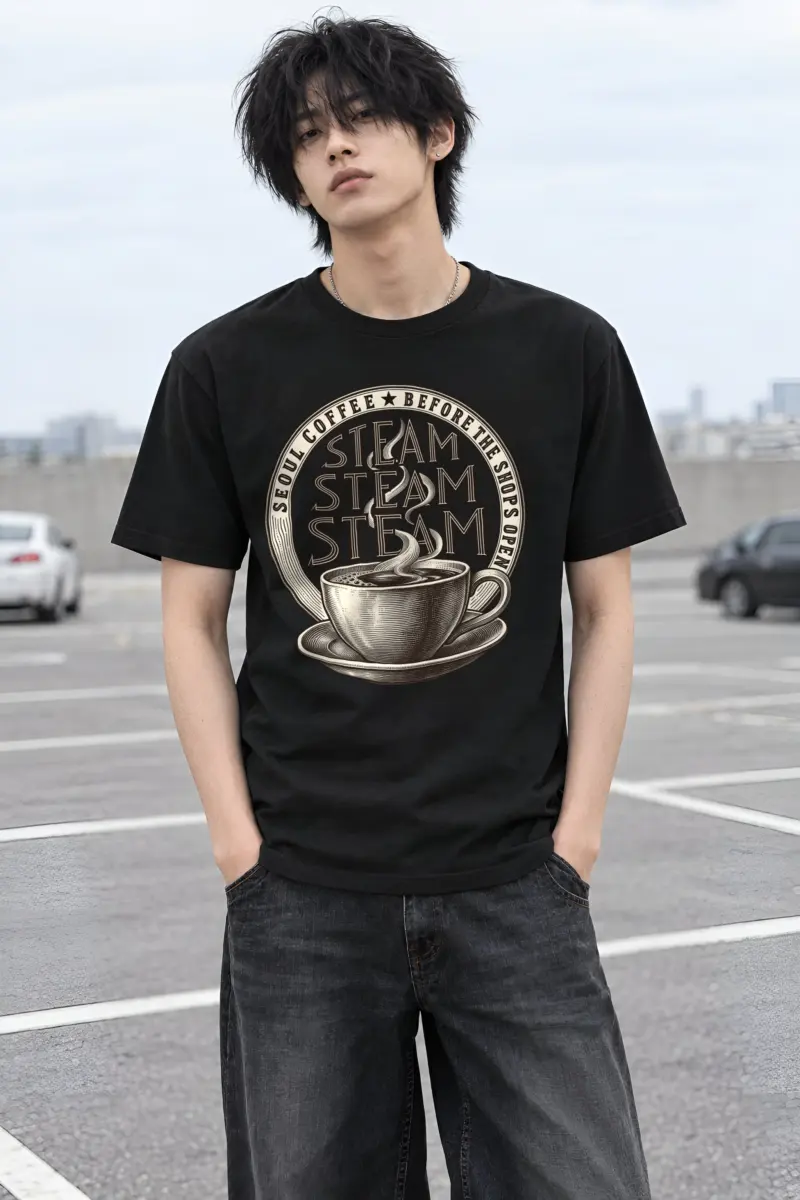 "Seoul Coffee Before the Shop Open" Heavyweight Unisex Crewneck T-shirt