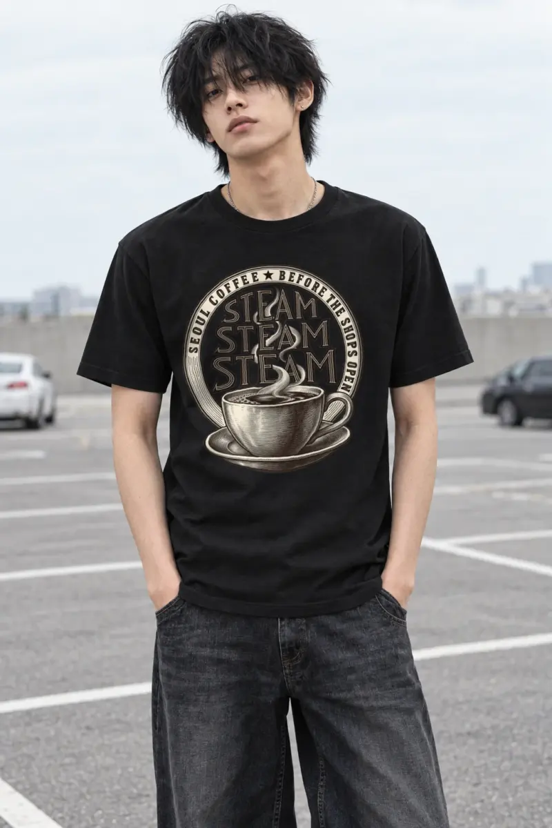 "Seoul Coffee Before the Shop Open" Heavyweight Unisex Crewneck T-shirt