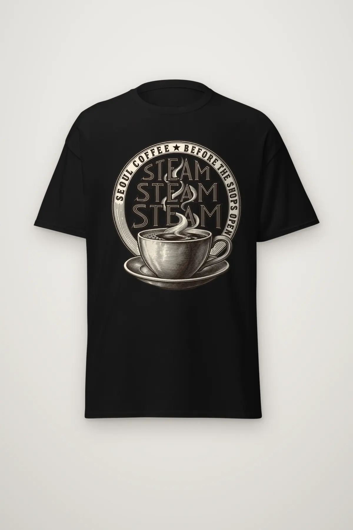 "Seoul Coffee Before the Shop Open" Heavyweight Unisex Crewneck T-shirt