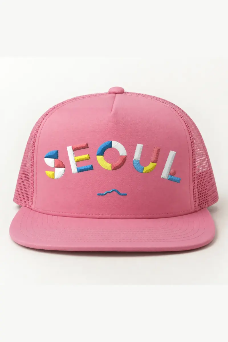 "Seoul Contour" 5 Panel Trucker Cap · Embroidered