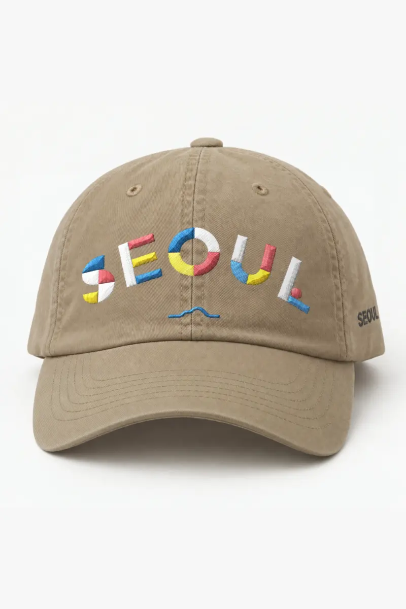"Seoul Contour" Classic Dad Hat · Embroidered — khaki/cap-front