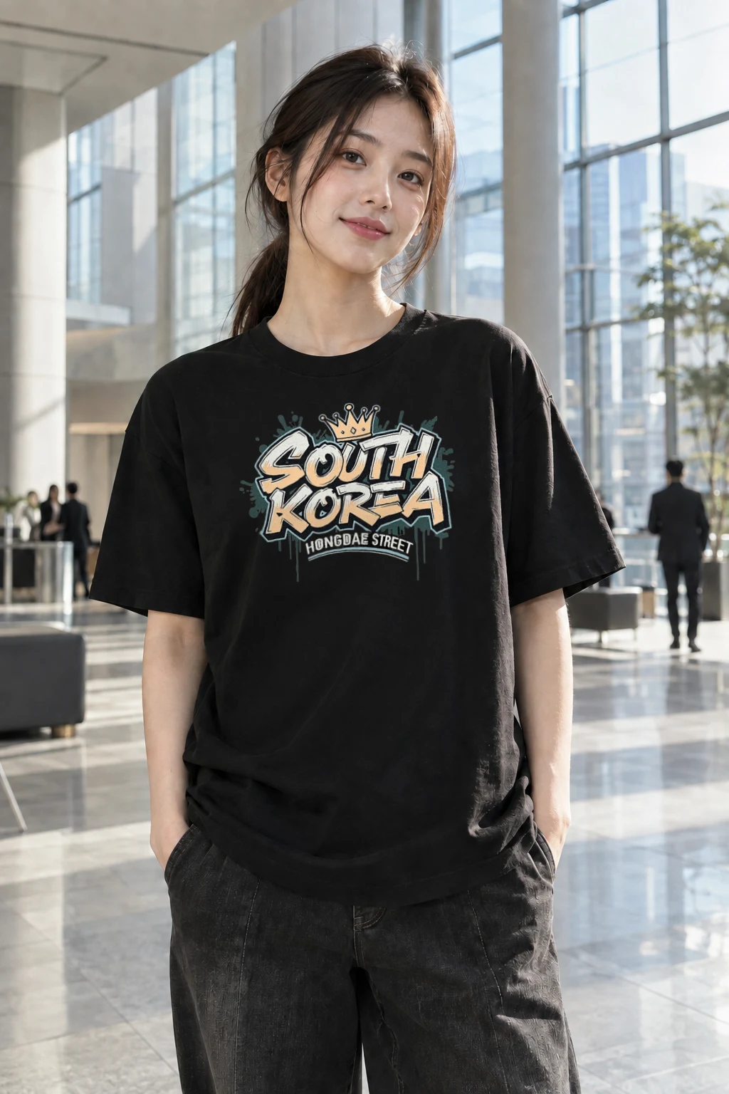 "Seoul Crown Graffiti" Heavyweight Unisex Crewneck T-shirt | Gildan 5000