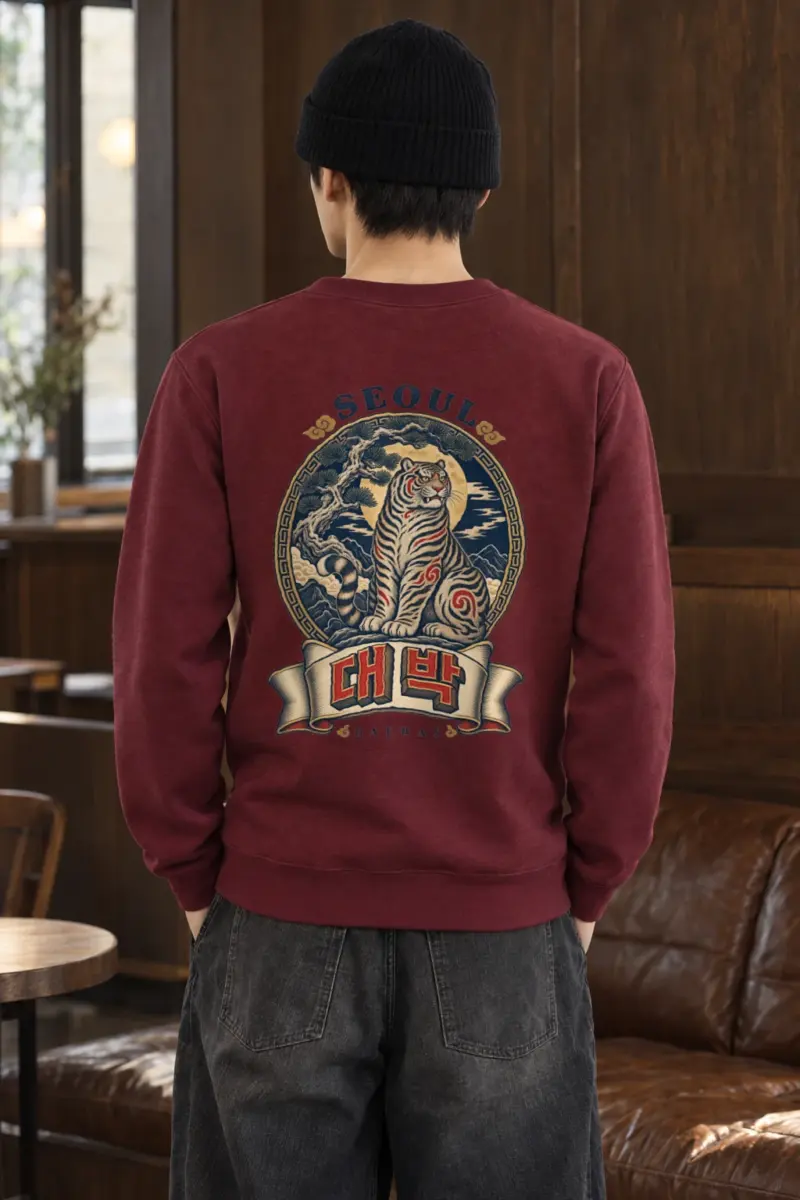 "Seoul Daebak Moon Tiger" Heavy Blend Unisex Crewneck Sweatshirt