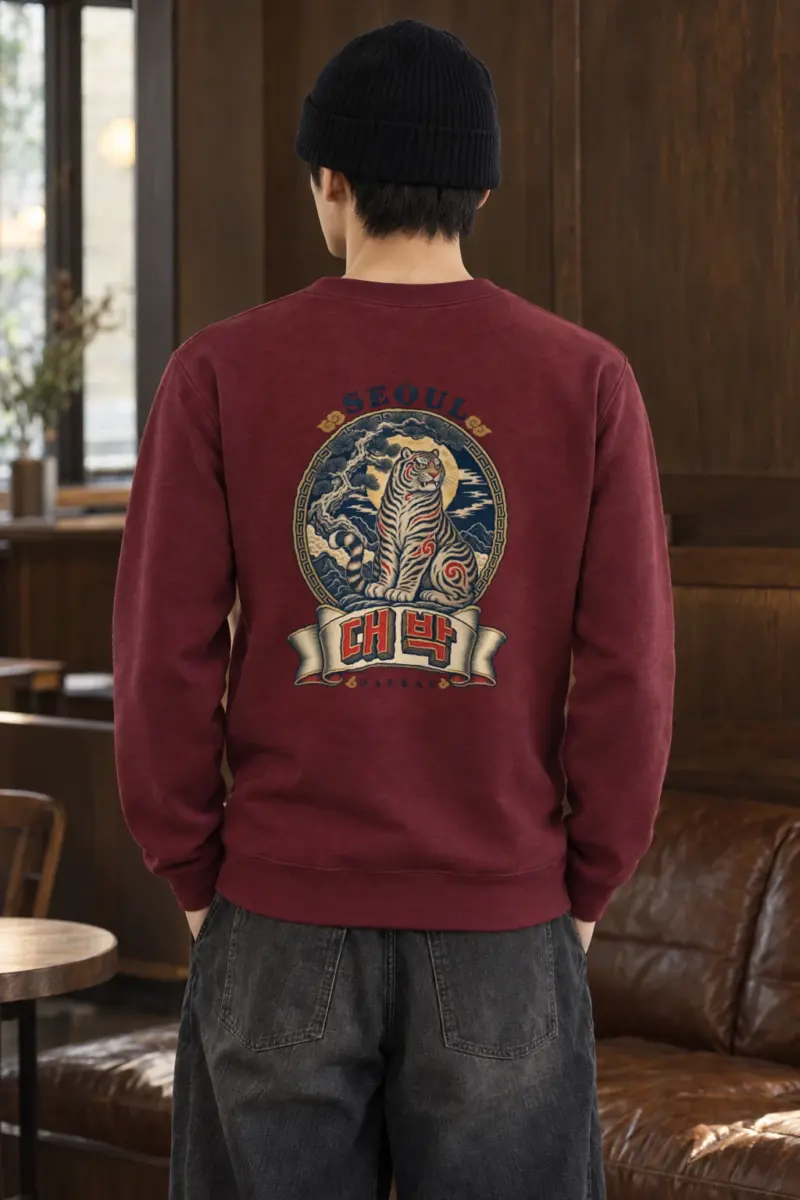 "Seoul Daebak Moon Tiger" Heavy Blend Unisex Crewneck Sweatshirt