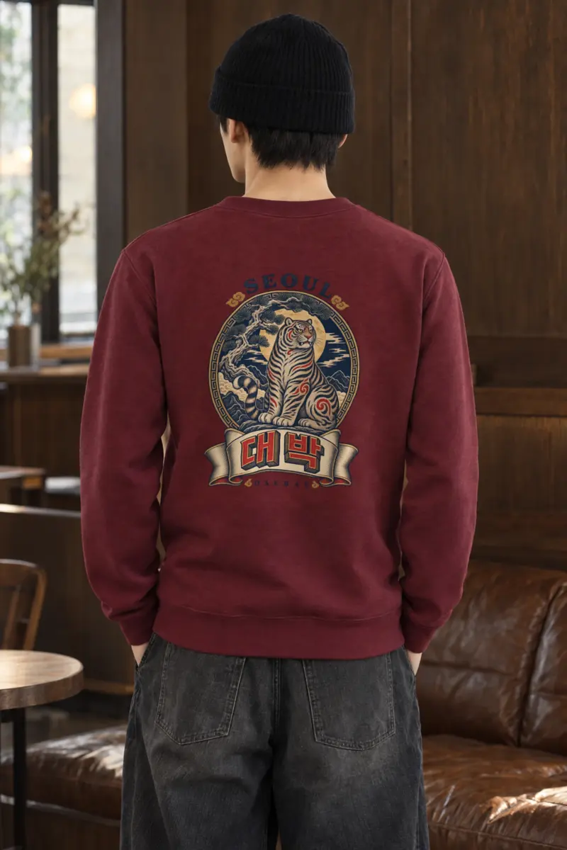 "Seoul Daebak Moon Tiger" Heavy Blend Unisex Crewneck Sweatshirt