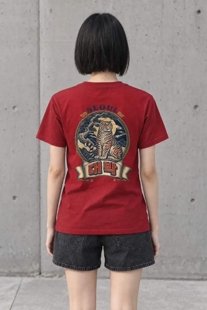 "Seoul Daebak Moon Tiger" Heavyweight Unisex Crewneck T-shirt