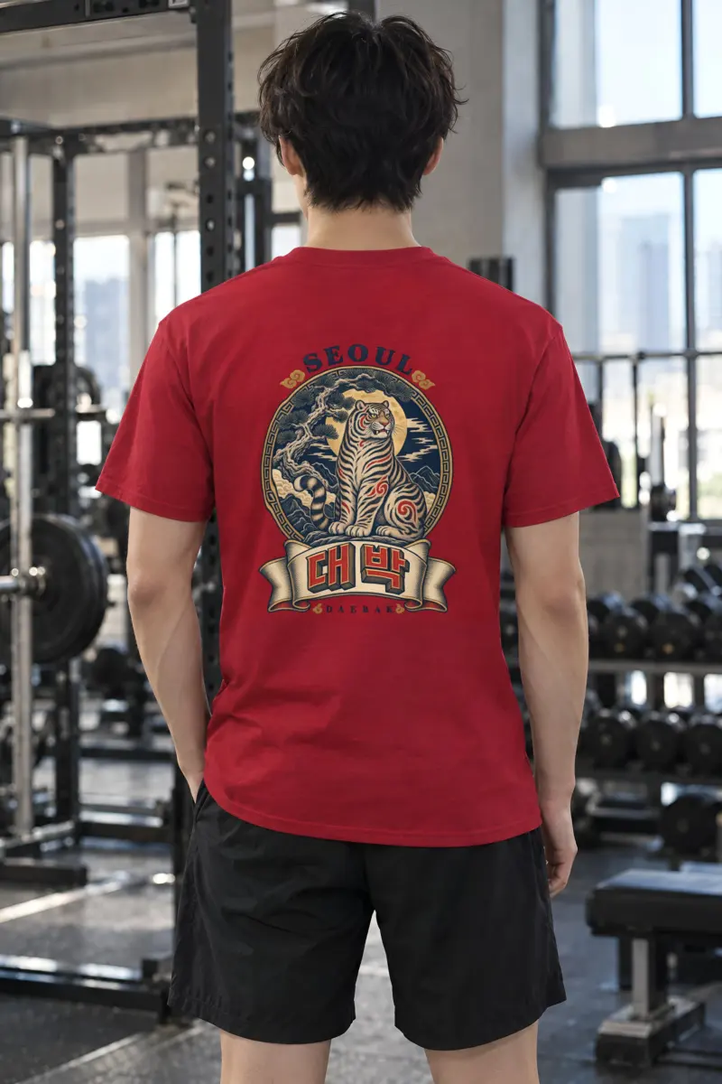 "Seoul Daebak Moon Tiger" Heavyweight Unisex Crewneck T-shirt