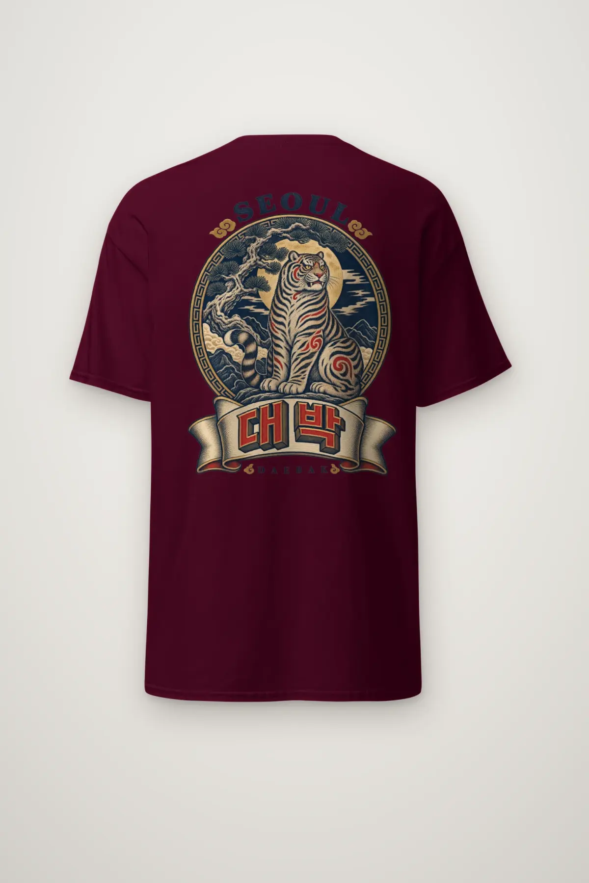 "Seoul Daebak Moon Tiger" Heavyweight Unisex Crewneck T-shirt