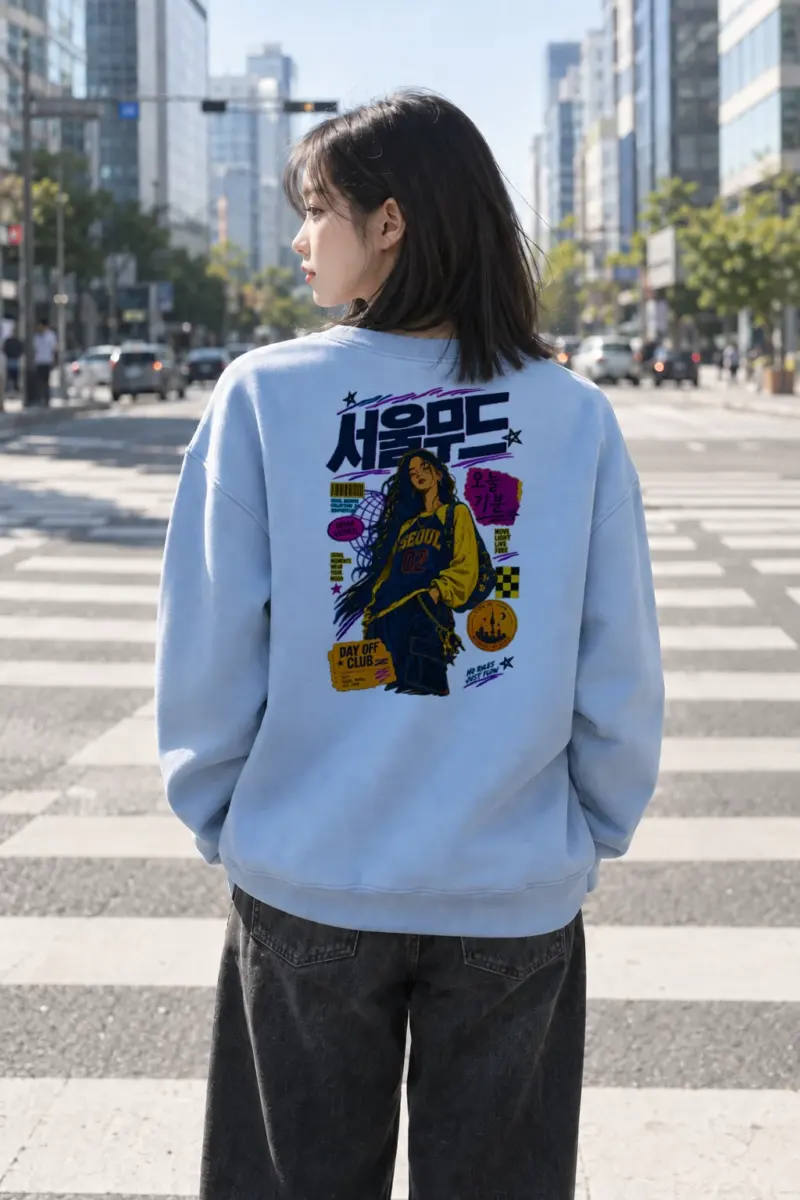 "Seoul Day Off" Heavy Blend Unisex Crewneck Sweatshirt | Gildan 18000