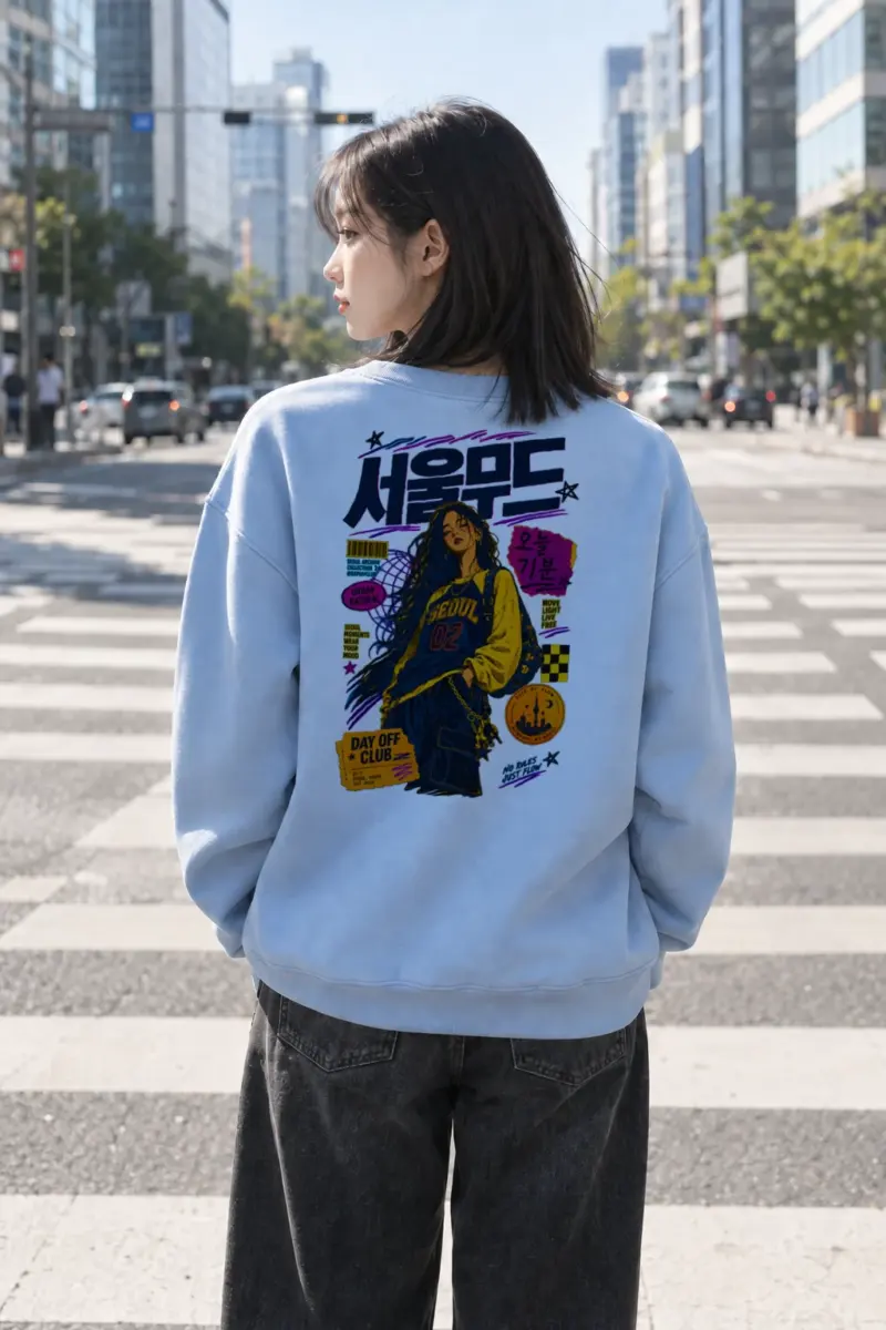 "Seoul Day Off" Heavy Blend Unisex Crewneck Sweatshirt | Gildan 18000