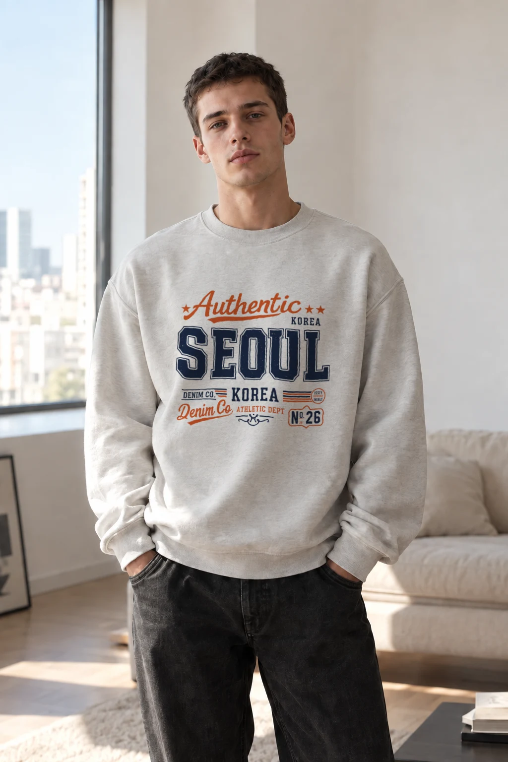 "Seoul Denim Athletic" Heavy Blend Unisex Crewneck Sweatshirt | Gildan 18000