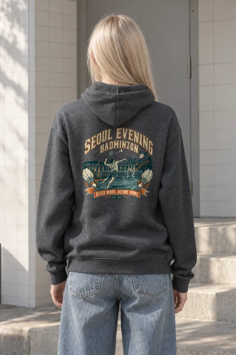 “Seoul Evening Badminton” Heavy Blend Unisex Pullover Hoodie