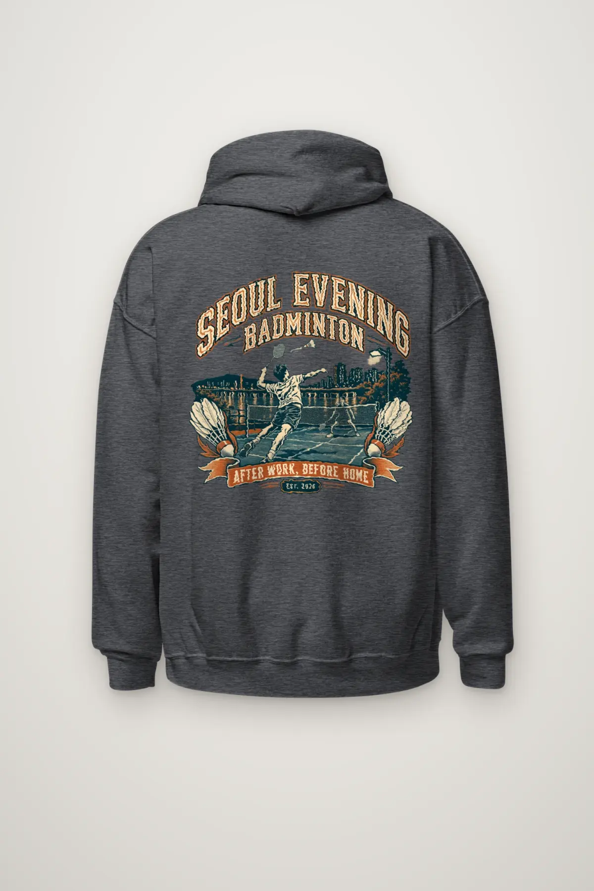 "Seoul Evening Badminton" Heavy Blend Unisex Pullover Hoodie