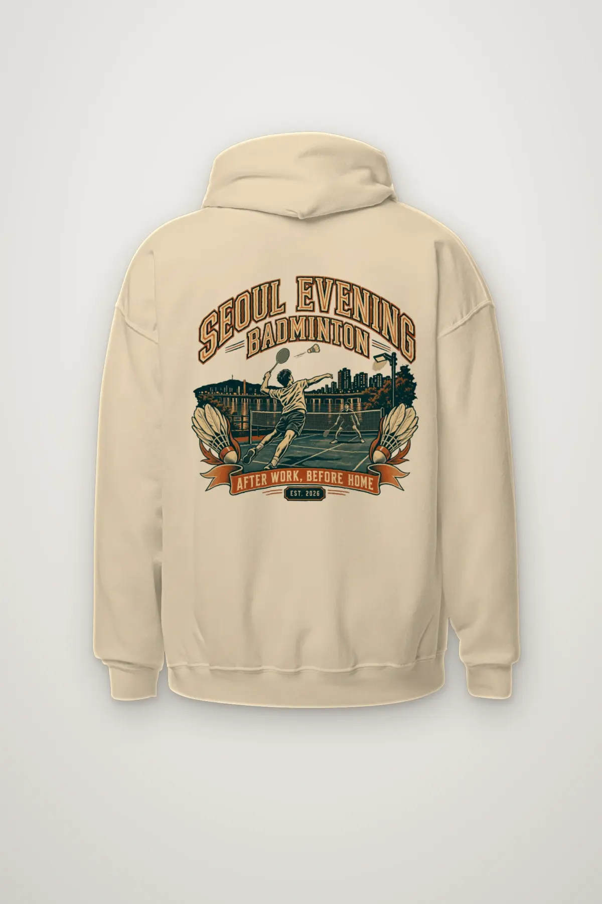 "Seoul Evening Badminton" Heavy Blend Unisex Pullover Hoodie