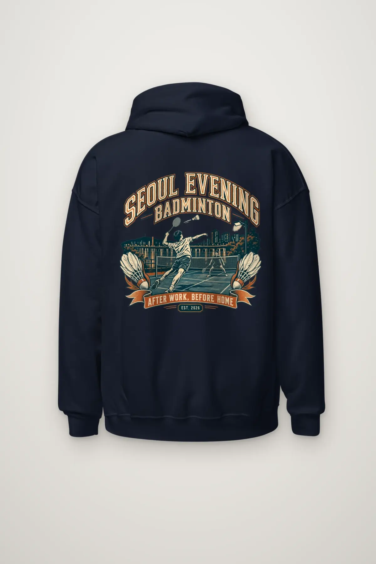 "Seoul Evening Badminton" Heavy Blend Unisex Pullover Hoodie